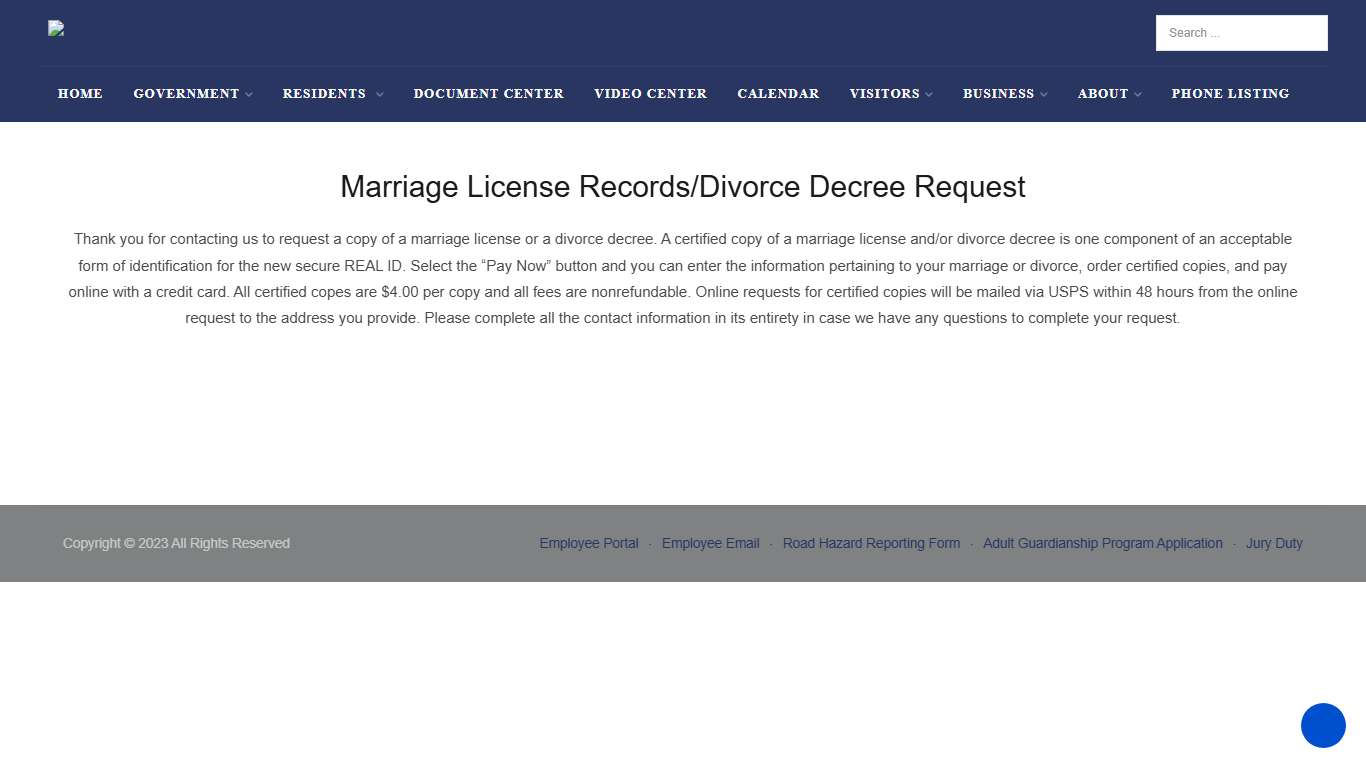 Clark County Indiana Marriage & Divorce Records Request